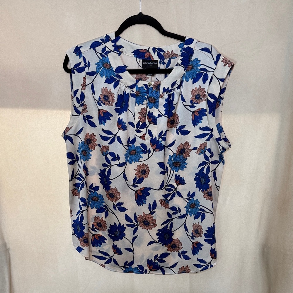 NWOT Liz Claiborne NWOT Blue and Brown Floral Blouse